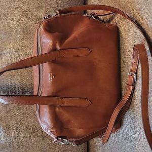 Brown leather handbag